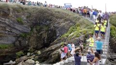 Imagen de la bajada de la imagen del santo,  hace años