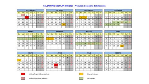 Calendario escolar en Asturias para el curso 2026/2027