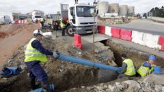 Imagen de archivo de obras de saneamiento en Arteixo.