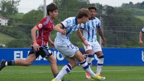 Pablo Meix�s, hoy capit�n celeste, durante el duelo entre Celta Fortuna y Real Sociedad B en Primera Federaci�n en la temporada 2023/2024.