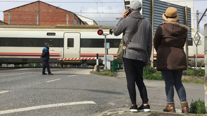 Un tren averiado por la rotura de un pant�grafo en la v�a Monforte-Le�n.