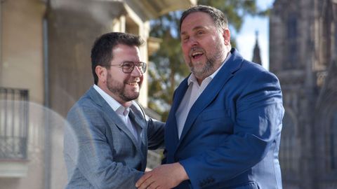 El presidente de Catalua, Pere Aragons, con el presidente de ERC, Oriol Junqueras.