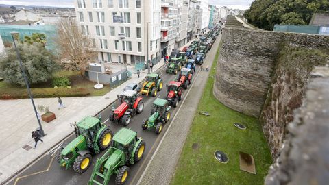 Los tractores ya tomaron las calles de Lugo esta semana en una protesta organizada por Agromuralla y Gandeiros da Suprema