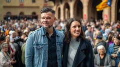 La candidata de Podemos a las elecciones del 29N, Irene Montero, y el cabeza de lista de ERC, Gabriel Rufi�n.