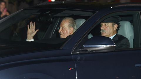 El rey emrito, Juan Carlos I, a su llegada al Palacio de El Pardo de Madrid