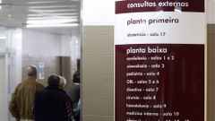 Imagen de archivo del servicio de consultas externas del hospital comarcal de Monforte. En Galicia hay cada mes unas 350.000 consultas externas, de las que al menos el 25% son pacientes nuevos