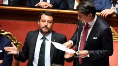 Conte dirigi� un duro discurso contra Salvini por haber desatado la crisis de Gobierno
