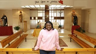Edna, en la capilla del colegio Calasancio de Pontevedra.