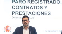 Los secretarios de Estado de Trabajo, Joaqu�n P�rez Rey, y de Seguridad Social y Pensiones, Borja Su�rez, presentan los datos de paro registrado y de afiliaci�n a la Seguridad Social correspondientes al mes de diciembre de 2025