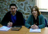 Modesto Fraga y Montse Prado, en la reunin de ayer en Fisterra.