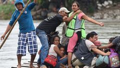 La caravana de inmigrantes hondure�os llega a M�xico