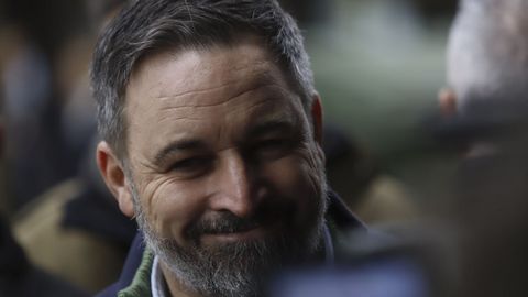 Santiago Abascal, durante un acto este domingo en Pontevedra