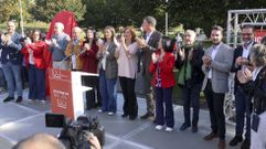 Representantes socialistas y de UGT en el acto celebrado este viernes en el parque Pablo Iglesias.