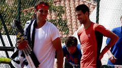 Djokovic, con Nadal en los entrenamientos de Montecarlo