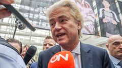 El ultraderechista Geert Wilders llegando, el pasado miércoles, al Ayuntamiento de La Haya.