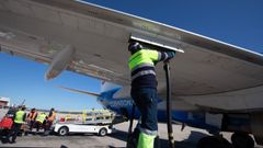 Un avi�n respostando recientemente en el aeropuerto de Palma de Mallorca.