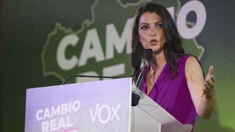 La candidata de Vox a las andaluzas, Macarena Olona, durante la valoracin de los resultados del 19-J en Andaluca.