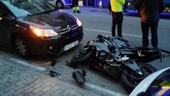 La moto siniestrada, en la avenida de Florida.