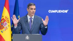 El presidente del Gobierno, Pedro Snchez, en la rueda de prensa para hacer balance del curso poltico.