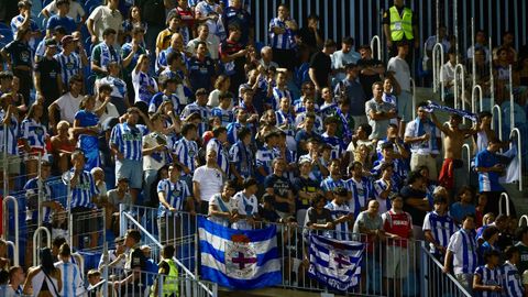 La afici�n deportivista desplazada a M�laga para el encuentro, en La Rosaleda.
