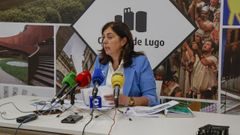 La alcaldesa de Lugo, Elena Candia, durante la rueda de prensa posterior a la junta del gobierno local.