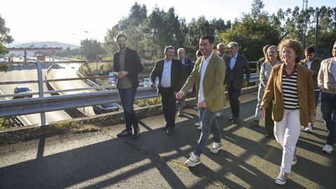 Cargos del PP en la provincia de Pontevedra, este sábado en Saiar (Caldas), con el eurodiputado Adrián Vázquez