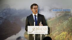 Alberto N��ez Feijoo durante la presentaci�n oficial en Pant�n de la declaraci�n de la Ribeira Sacra como BIC