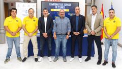 An�bal Pereira, concejal de Deportes del Concello de Ourense; C�sar Fern�ndez, vicepresidente segundo y diputado de Deportes; Ra�l Rois, delegado de la Federaci�n Galega de F�tbol; Manuel P�rez, secretario xeral para o Deporte en la presentaci�n del campeonato
