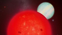 Representación artística del exoplaneta TOI-6894b orbitando su pequeña y fría estrella anfitriona
