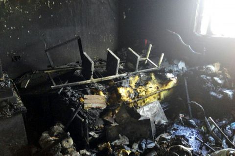 La habitaci�n en la que todo apunta a que se inici� el fuego. 