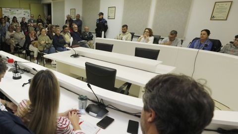Dolores Labrada, al fondo, de blanco y con gafas, en el transcurso de un pleno de la corporacin focense