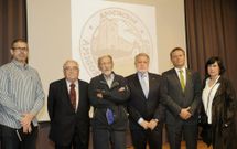Carballo, Bali�as, Gonz�lez, Caram�s, Cota y Mar�a Jes�s Iglesias durante la entrega de premios. 