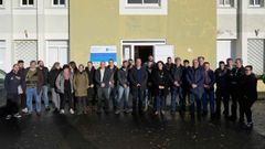 Los participantes, junto a los alcaldes de los concellos implicados y la delegada de la Xunta, Beln do Campo.