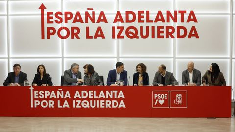 El presidente del Gobierno, Pedro Snchez, y miembros de la ejecutiva federal.