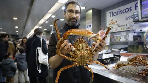Mariscos en la plaza de Lugo la previa de Nochevieja
