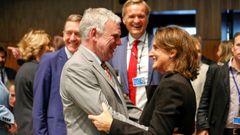 La ministra Teresa Ribera junto a Jochen Flasbarth, secretario de Estado alemn de Medio Ambiente