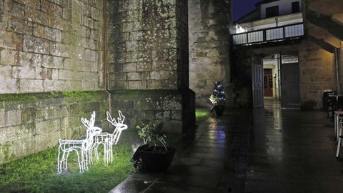 NAVIDAD EN CELANOVA.rboles y farolas, adems de los arcos de luces, estn decorados en las calles de Celanova. A pesar de la lluvia, las luces de Navidad iluminan la vila de san Rosendo