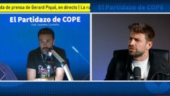 Captura de Juanma Castao y Gerard Piqu durante su discusin por las comisiones de la Supercopa de Espaa