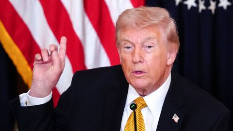 Donald Trump, presidente de Estados Unidos, durante la rueda de prensa desarrollada este lunes