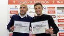 Luis Enrique y Abelardo en la sala de prensa del Sporting