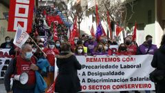 Masiva manifestacin de los trabajadores de la conserva en Boiro