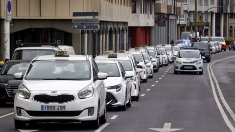 Imagen de archivo de una protesta del sector del taxi en A Coru�a
