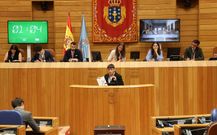 Un dos alumnos durante a s�a intervenci�n no Parlamento galego