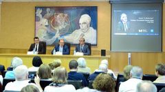 Un momento del acto de homenaje a Tito Antonio Varela, celebrado en la Facultade de Biolox�a de la USC en Santiago