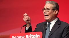 El primer ministro britnico, el laborista Keir Starmer, durante su intervencin en el congreso de su partido, en Liverpool