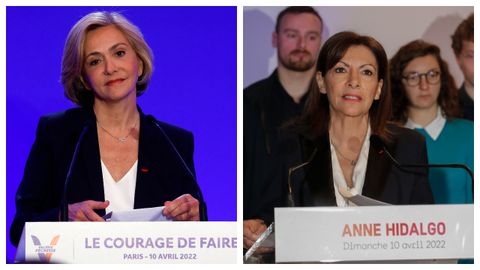 Val�rie P�cresse y Anne Hidalgo tras conocer los resultados de las elecciones