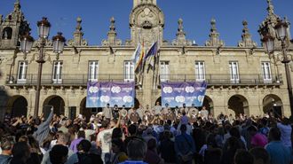 Acto en Praza Maior de despedida del equipo del Club Baloncesto Breogr�n antes de iniciar su gira europea en la Basketball Champions League
