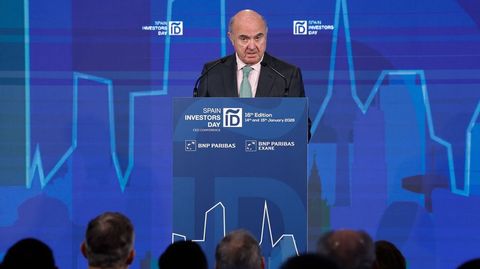 El vicepresidente del Banco Central Europeo, Luis de Guindos, durante la inauguraci�n de la XVI edici�n del Spain Investors Day celebrada este mi�rcoles en Madrid