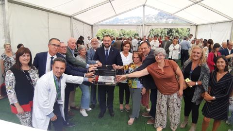 Acto de colocacin de la primera piedrade la ampliacin del hospital de Cabuees, en Gijn