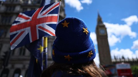 Una manifestante en una movilizaci�n reciente en Londres reclama la vuelta del Reino Unido a la Uni�n Europea.
